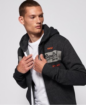 Superdry Sweat Ing Shop Magma Panel Cipzár Férfi Kapucnis Pulóver Fekete | KXPQM2340